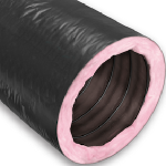 KP Insulated Flex Duct, 7"x25' Blk Vinyl R8 Bag